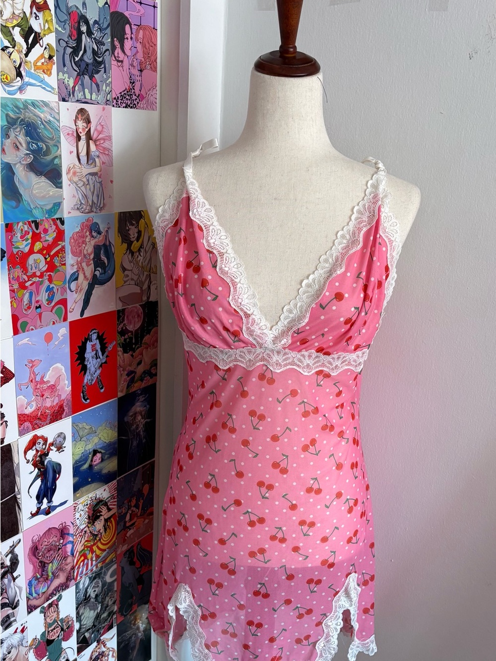 Sugar Thrillz Pink Cherry Lace Slip Dress